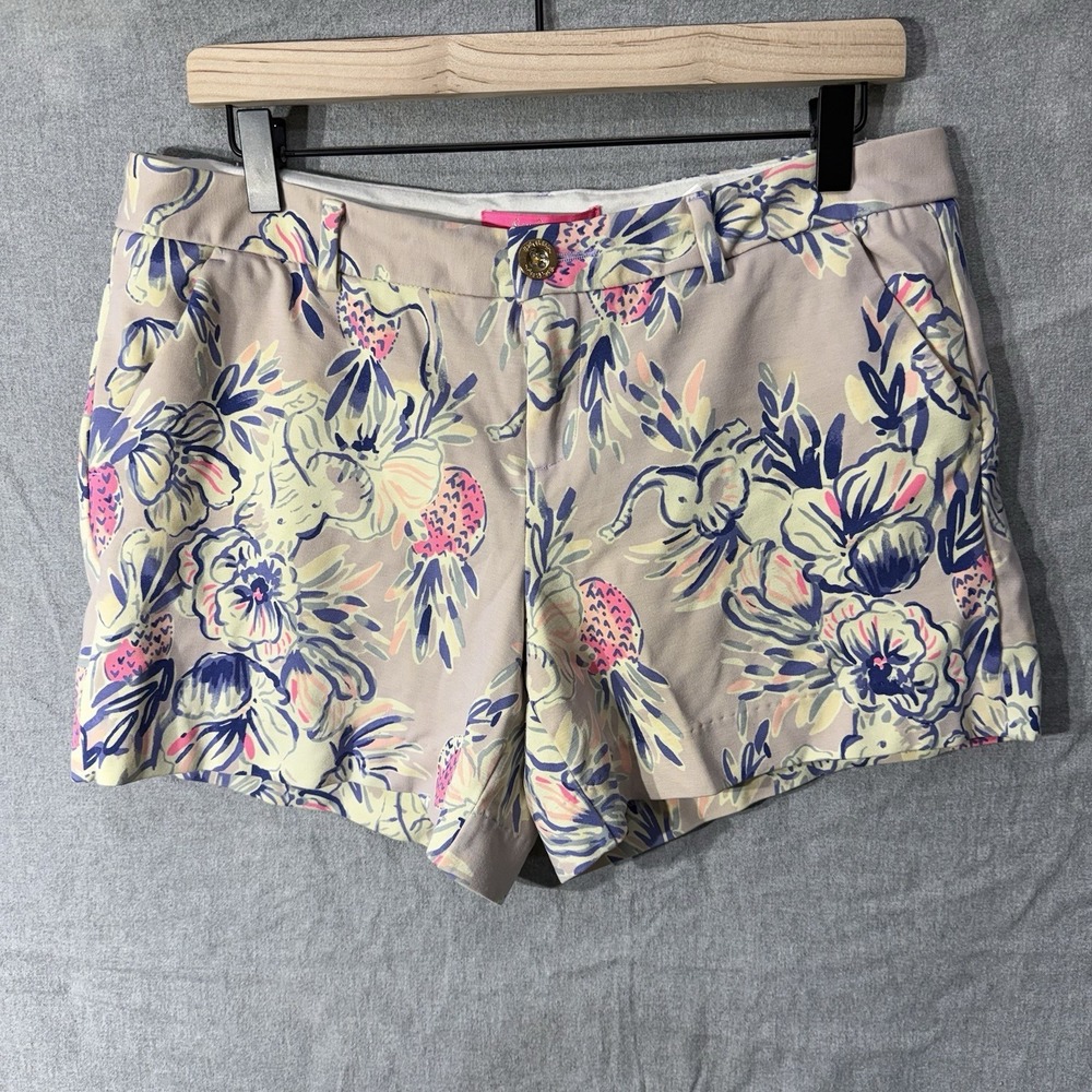LILLY PULITZER WOMEN's 10 CALLAHAN STRETCH SHORTS ELEPHANT SPLASH Colorful Beach